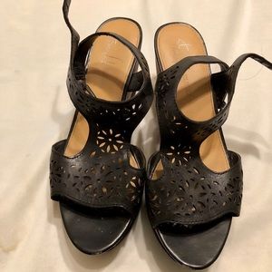 Franco Sarto Laser Cut Platform Sandals